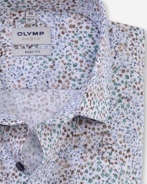 Olymp Camicia Olymp Fantasia Floreale Slim Fit In Cotone Stretch