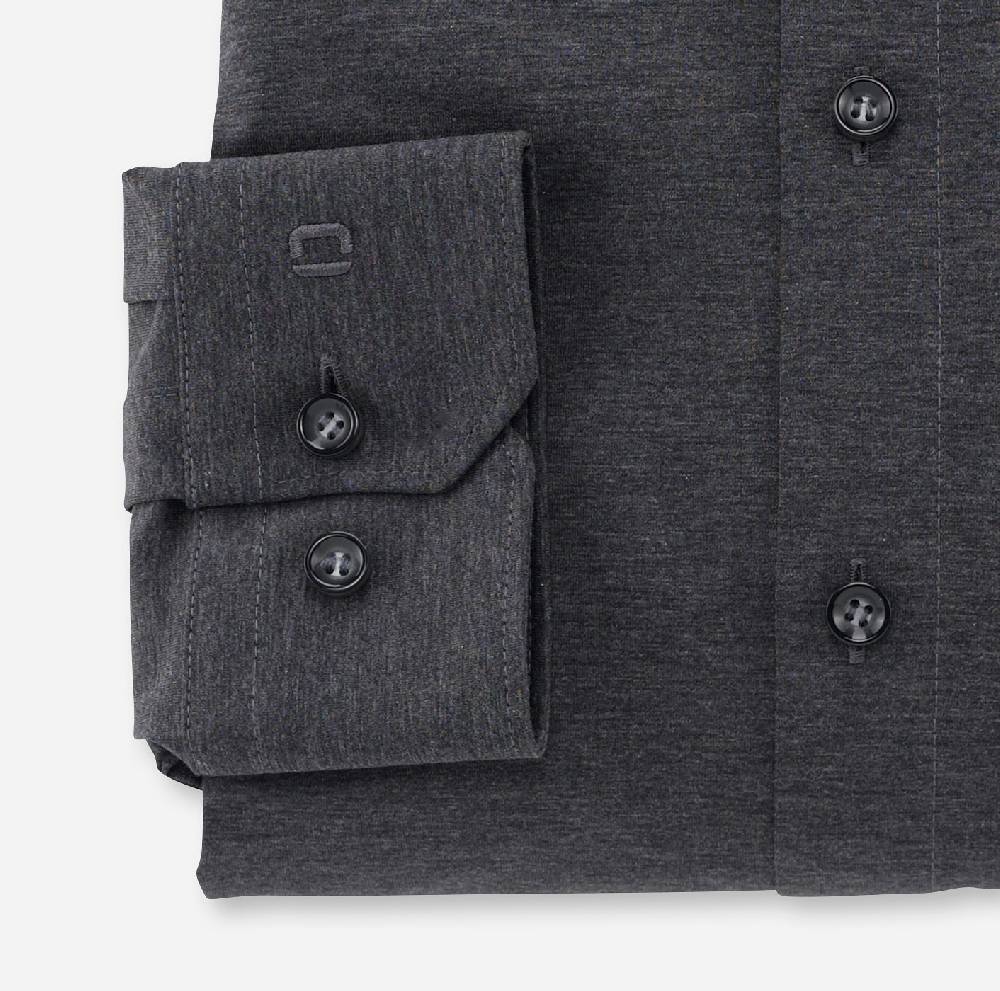 Olymp Camicia Olymp Grigio Antracite In Jersey Super Slim Fit