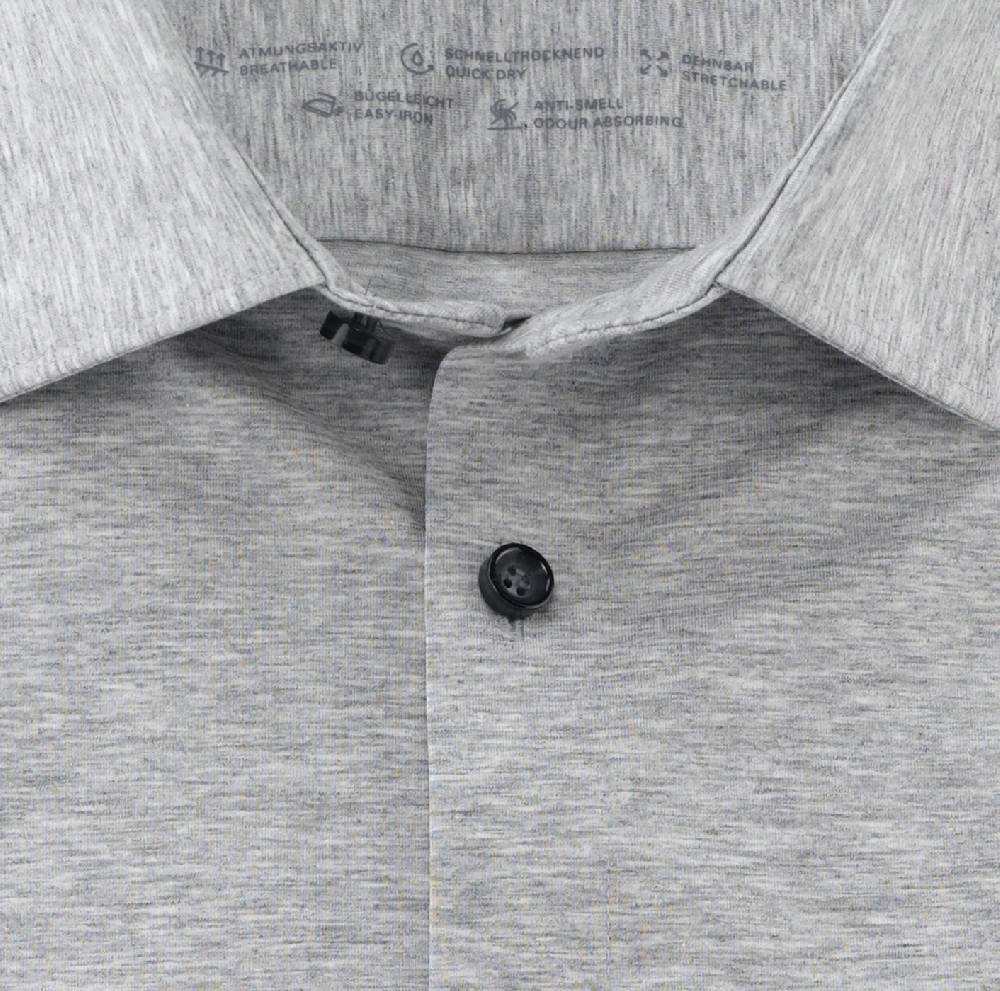 Olymp Camicia Olymp Grigio Chiaro In Jersey Super Slim Fit