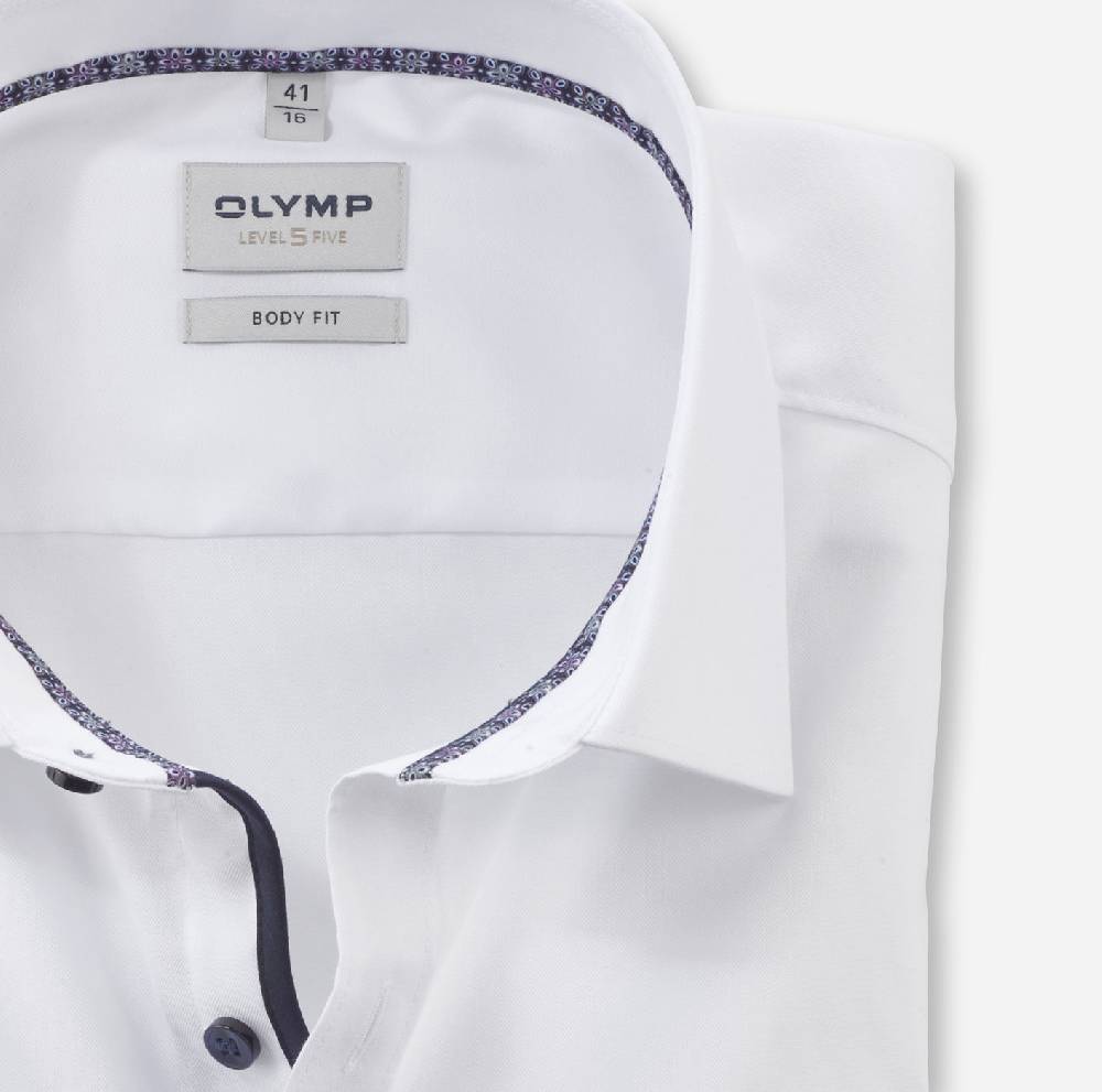 Olymp Camicia Olymp Level Five Bianca Slim Fit Cotone Stretch