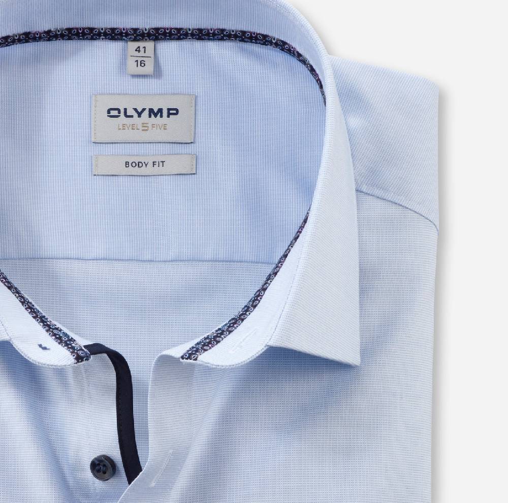 Olymp Camicia Olymp Level Five Celeste Slim Fit Cotone Stretch