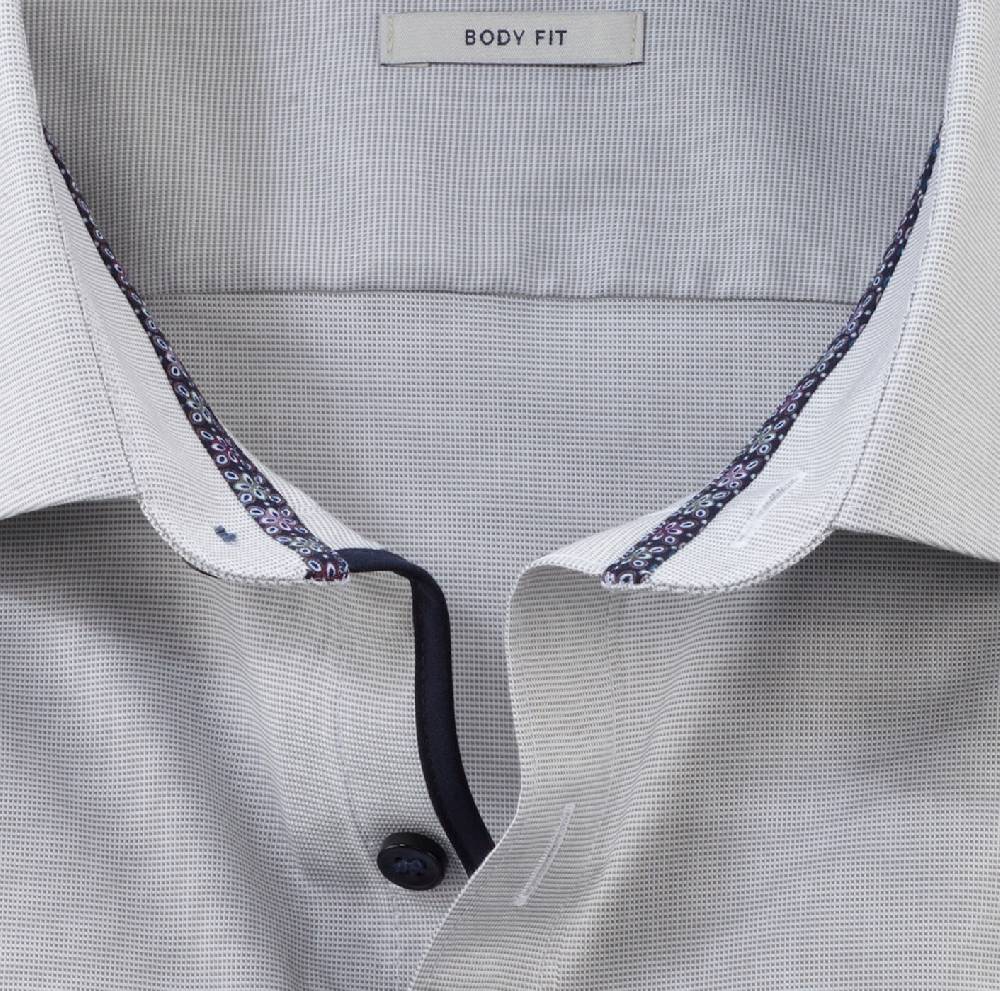 Olymp Camicia Olymp Level Five Grigio Mastice Slim Fit Cotone Stretch