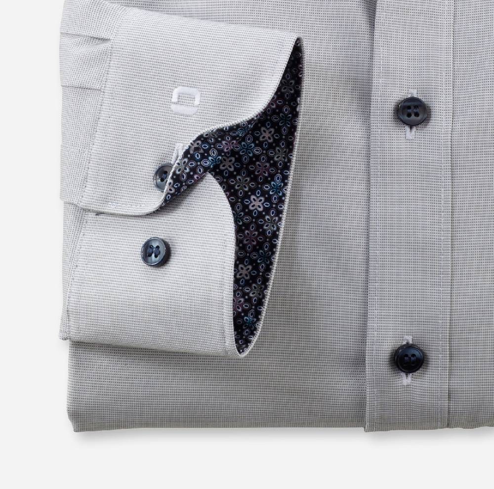 Olymp Camicia Olymp Level Five Grigio Mastice Slim Fit Cotone Stretch