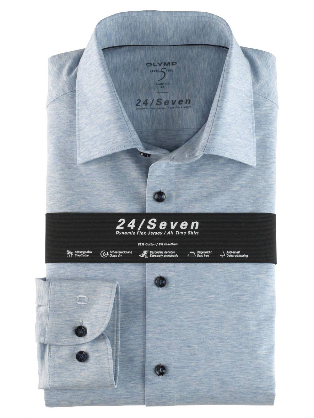 Olymp Camicia olymp level five in jersey celeste slim fit
