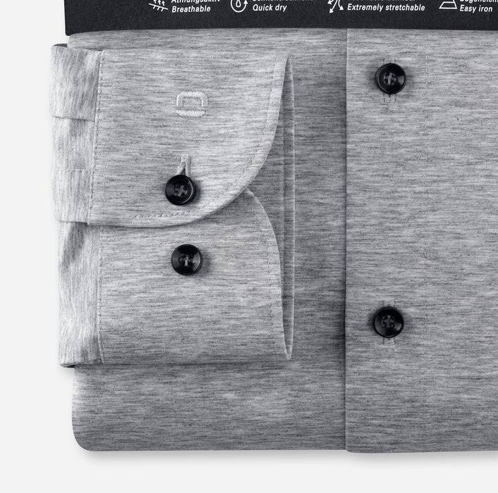Olymp Camicia Olymp Level Five In Jersey Grigio Chiaro Slim Fit