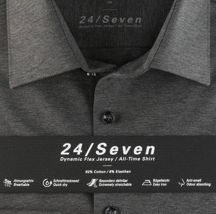 Olymp Camicia Olymp Level Five In Jersey Grigio Scuro Slim Fit