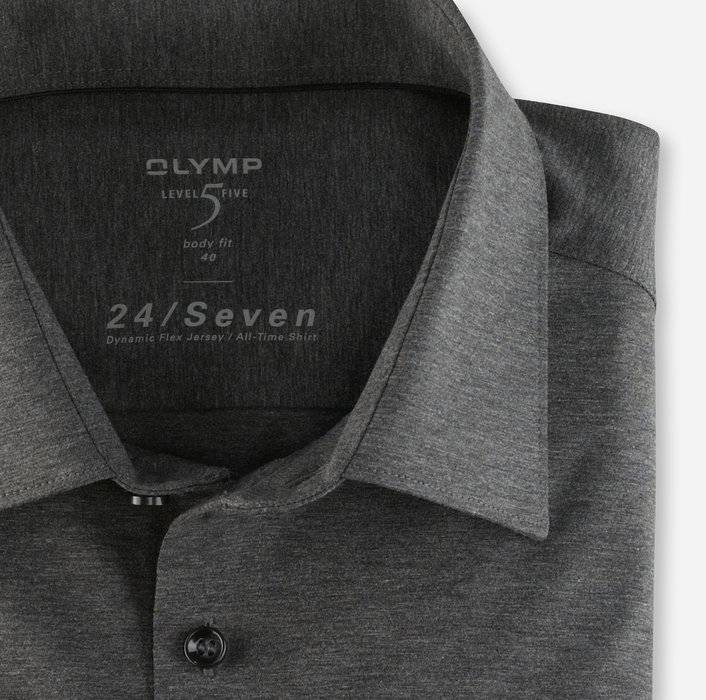 Olymp Camicia Olymp Level Five In Jersey Grigio Scuro Slim Fit