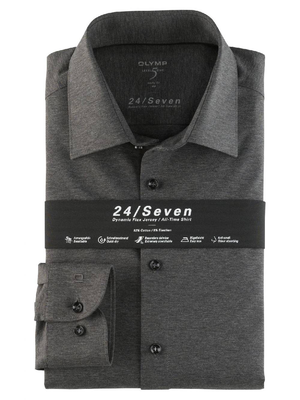 Olymp Camicia olymp level five in jersey grigio scuro slim fit
