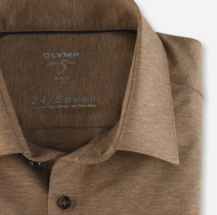 Olymp Camicia Olymp Level Five In Jersey Marrone Slim Fit