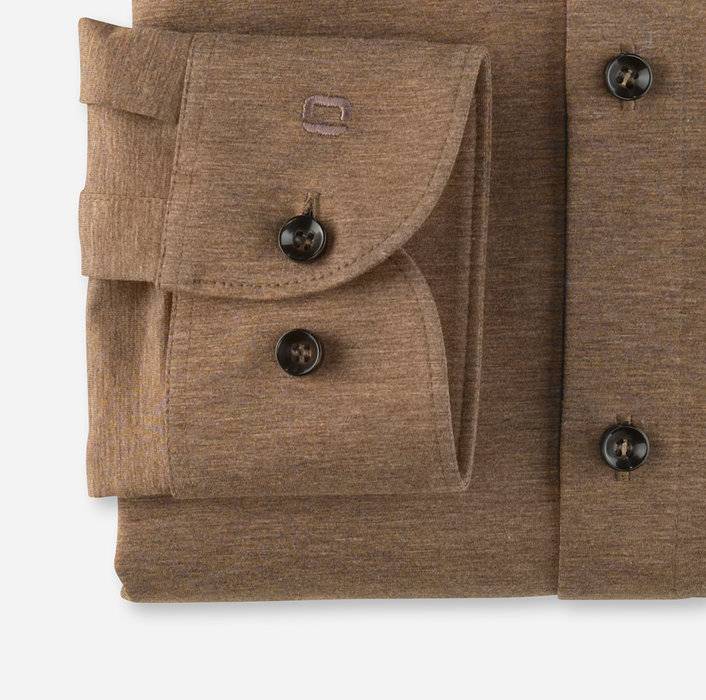 Olymp Camicia Olymp Level Five In Jersey Marrone Slim Fit
