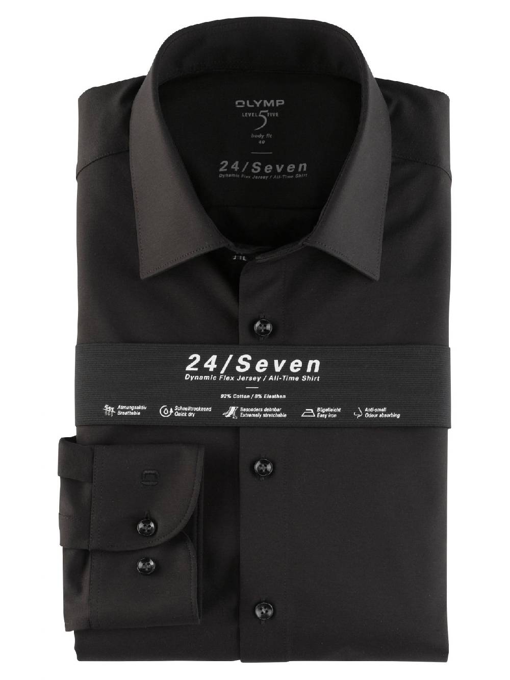 Olymp Camicia olymp level five in jersey nera slim fit