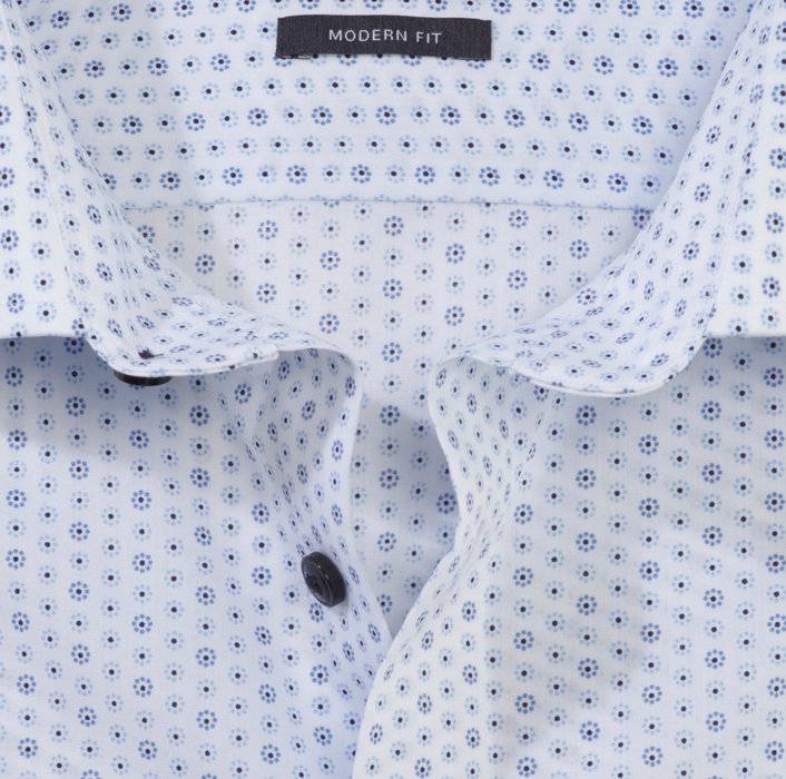 Olymp Camicia Olymp Luxor Celeste In Cotone Stampato Facile Stiro