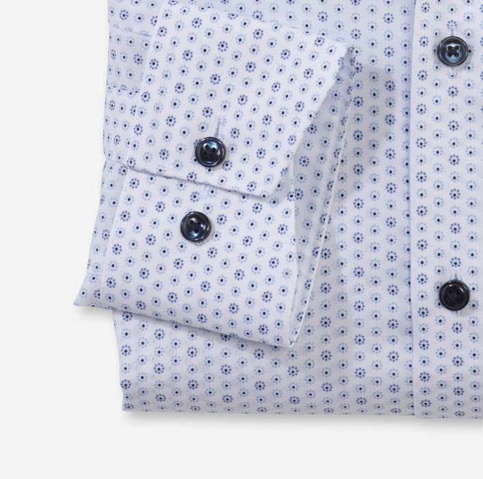 Olymp Camicia Olymp Luxor Celeste In Cotone Stampato Facile Stiro