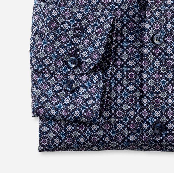 Olymp Camicia Olymp Slim Fit Blu Cotone Stretch Stampato