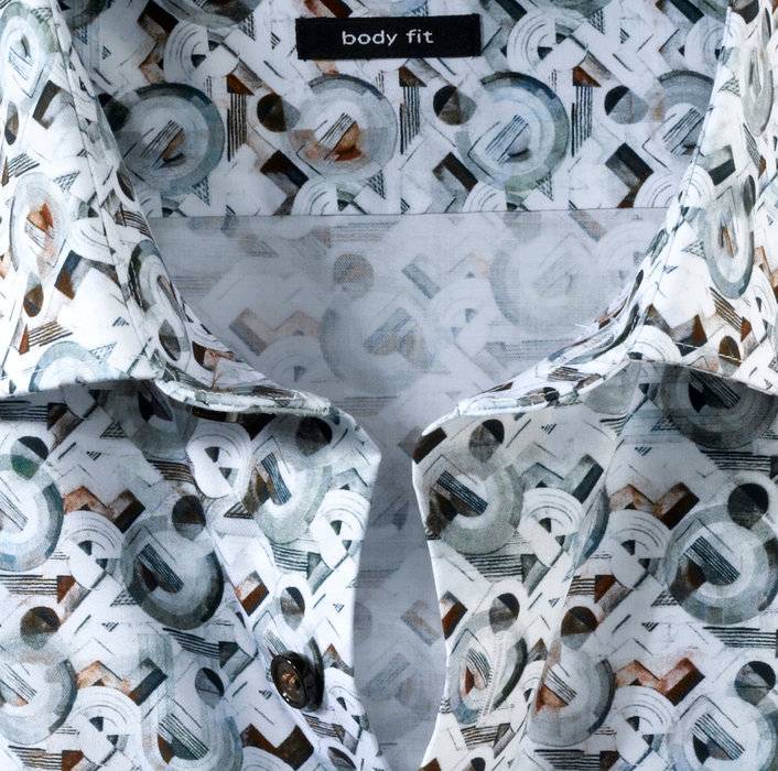 Olymp Camicia Olymp Slim Fit Disegno Grafico Stampato Cotone Stretch