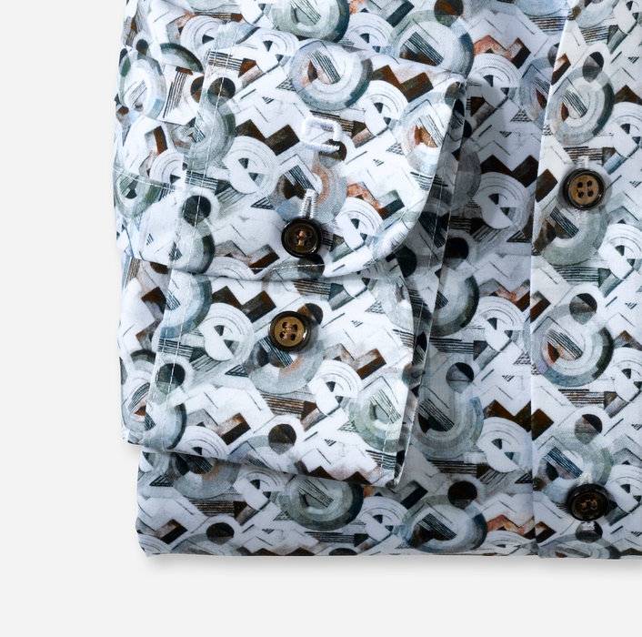 Olymp Camicia Olymp Slim Fit Disegno Grafico Stampato Cotone Stretch