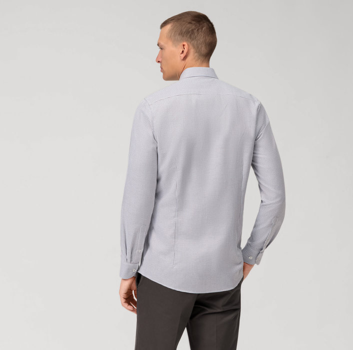 Olymp Camicia Olymp Slim Fit Micro Disegno Marrone E Rosso