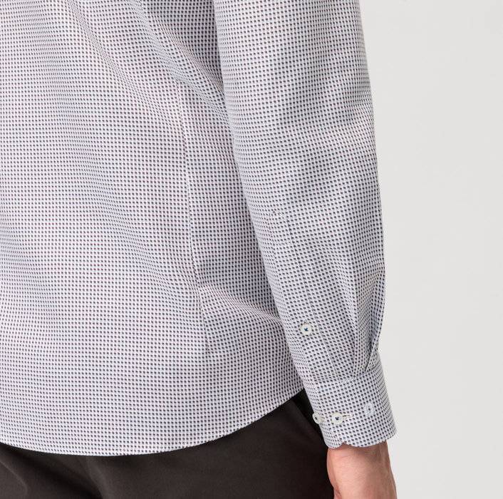 Olymp Camicia Olymp Slim Fit Micro Disegno Marrone E Rosso