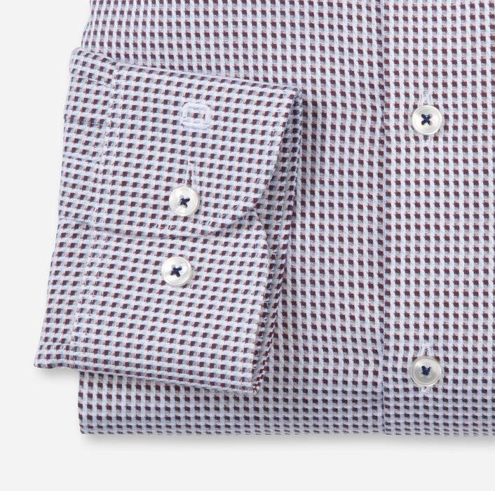 Olymp Camicia Olymp Slim Fit Micro Disegno Marrone E Rosso