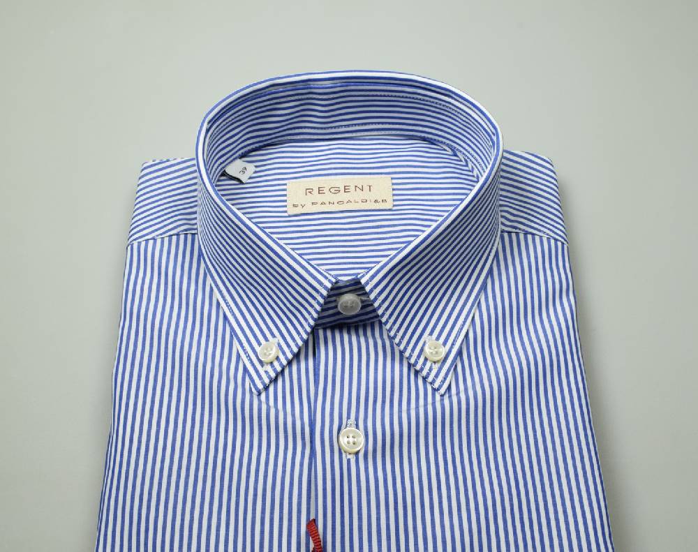 Regent By Pancaldi Camicia Pancaldi A Righe Azzurro Regular Fit Button Down