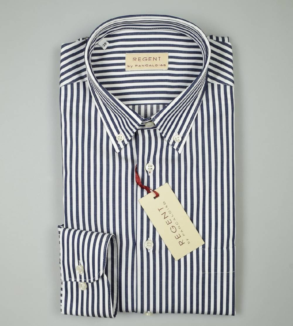 Regent By Pancaldi Camicia Pancaldi A Righe Blu Regular Fit