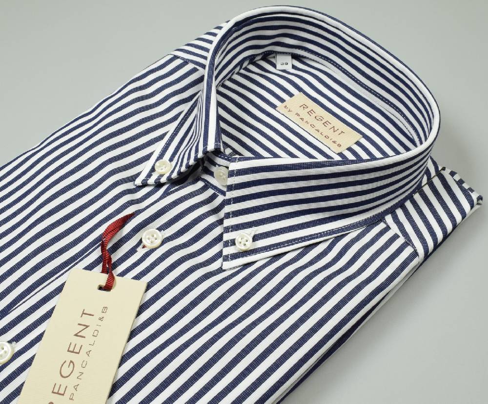 Regent By Pancaldi Camicia Pancaldi A Righe Blu Regular Fit