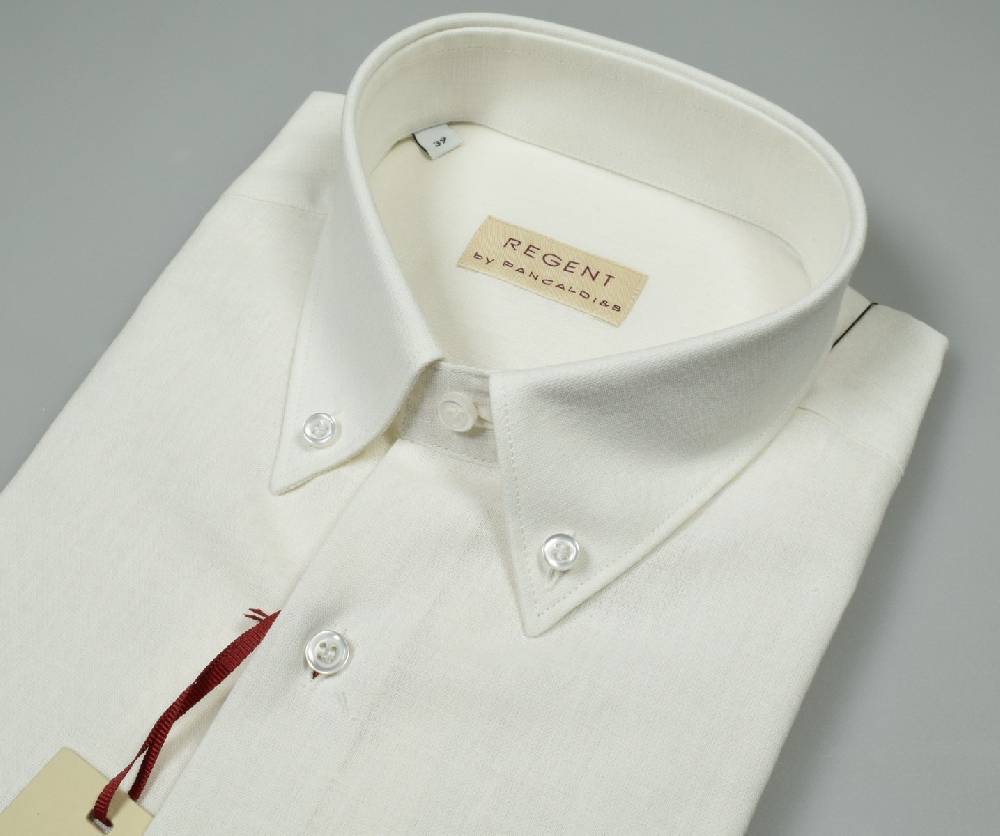 Regent By Pancaldi Camicia Pancaldi Button Down Maniche Corte In Misto Lino E Cotone