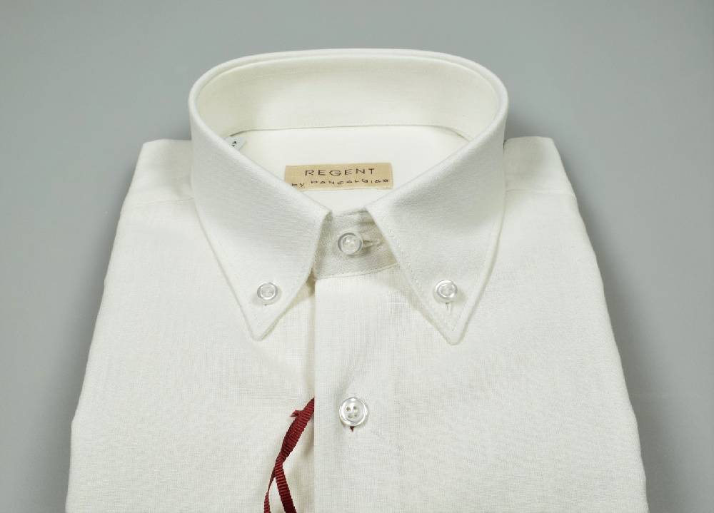 Regent By Pancaldi Camicia Pancaldi Button Down Maniche Corte In Misto Lino E Cotone