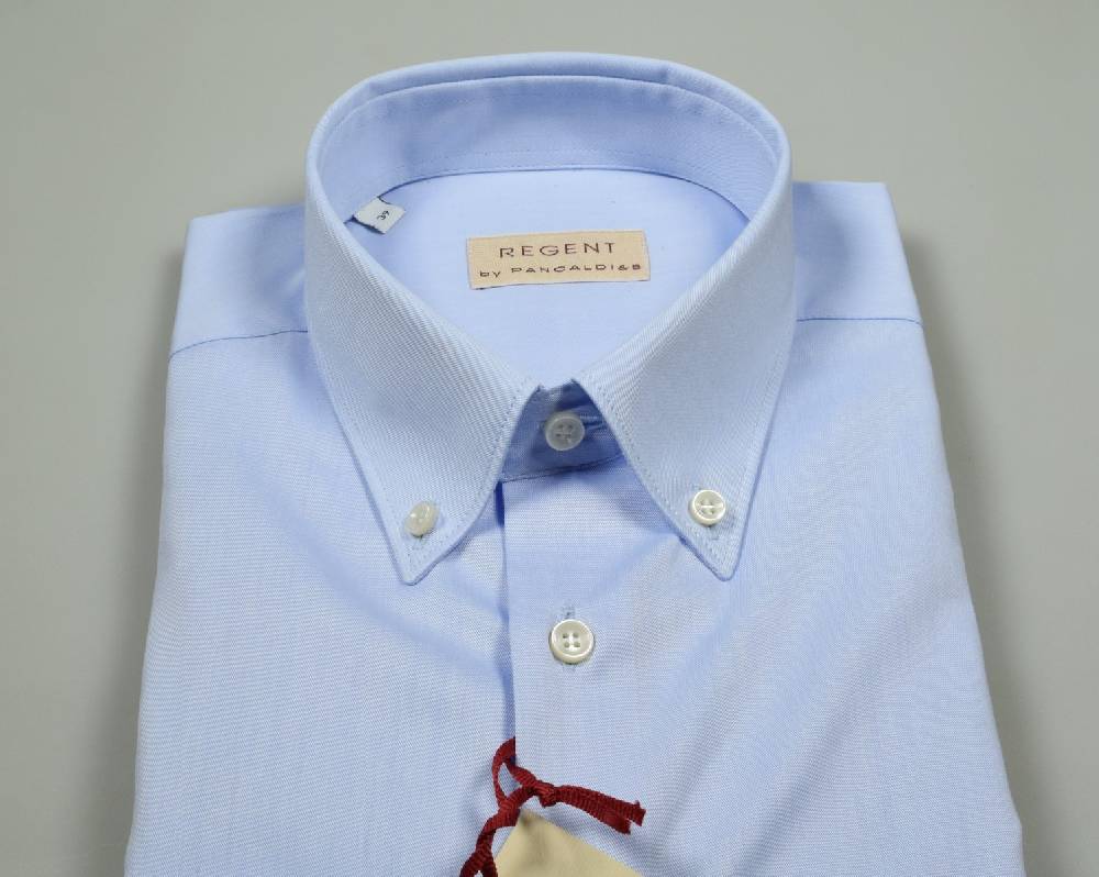 Regent By Pancaldi Camicia Pancaldi Celeste Cotone Twill Button Down