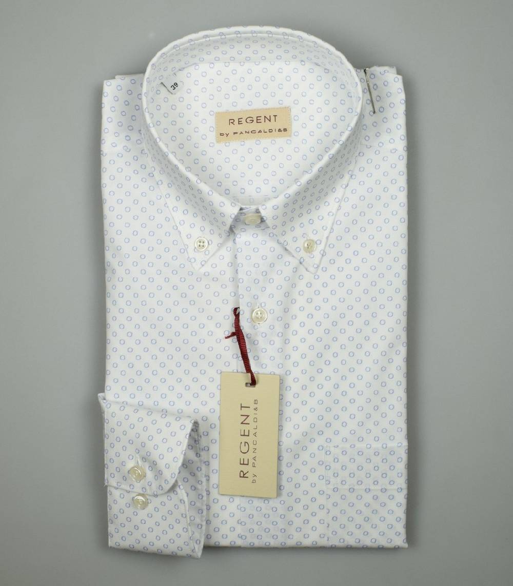 Regent By Pancaldi Camicia Pancaldi Collo Button Down Cotone Stampato Stretch