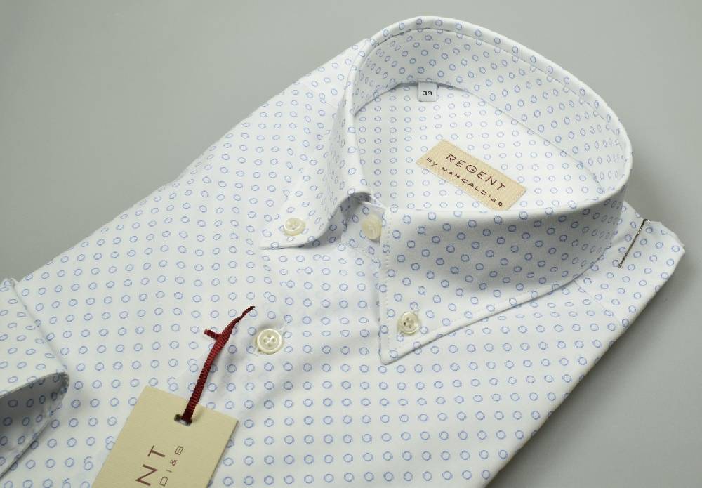 Regent By Pancaldi Camicia Pancaldi Collo Button Down Cotone Stampato Stretch