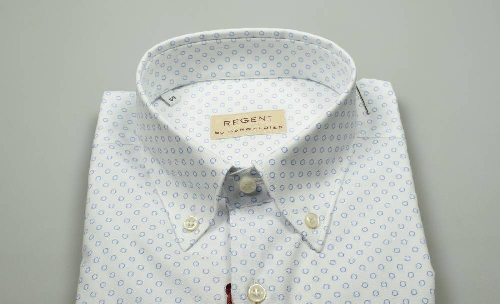 Regent By Pancaldi Camicia Pancaldi Collo Button Down Cotone Stampato Stretch