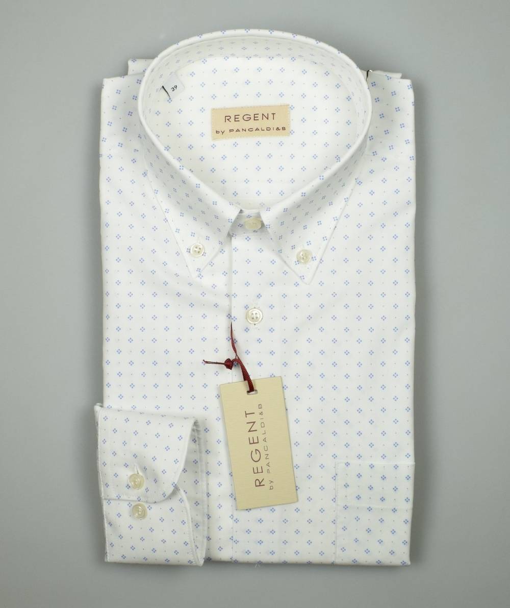 Regent By Pancaldi Camicia Pancaldi Collo Button Down Regular Fit Cotone Stretch