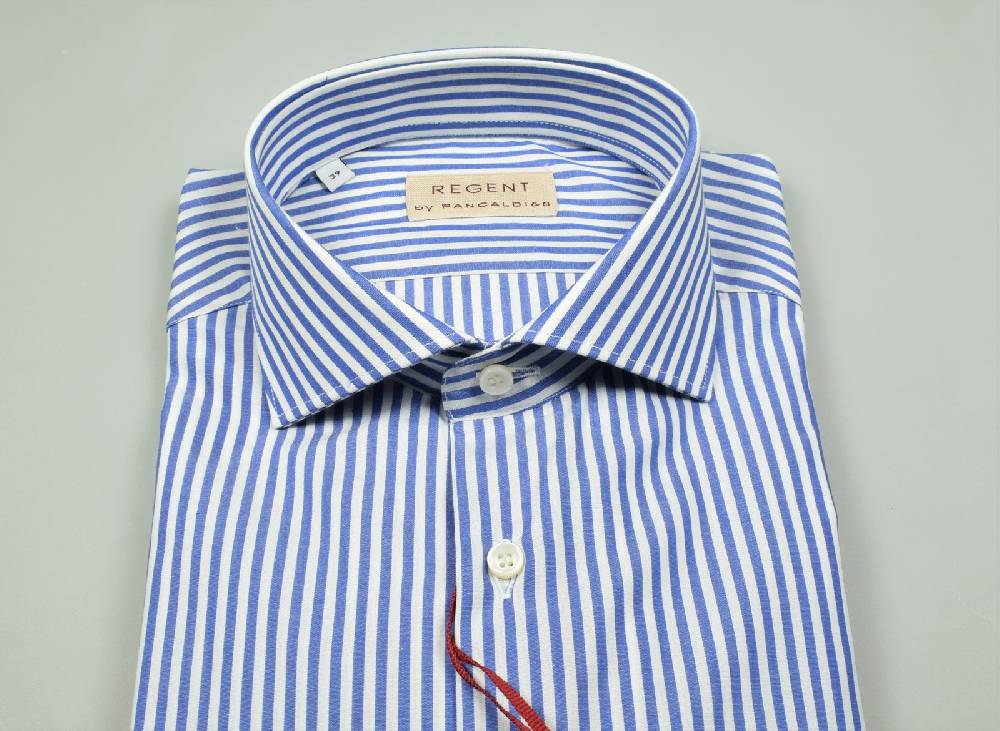 Regent By Pancaldi Camicia Pancaldi In Cotone A Righe Azzurro Slim Fit