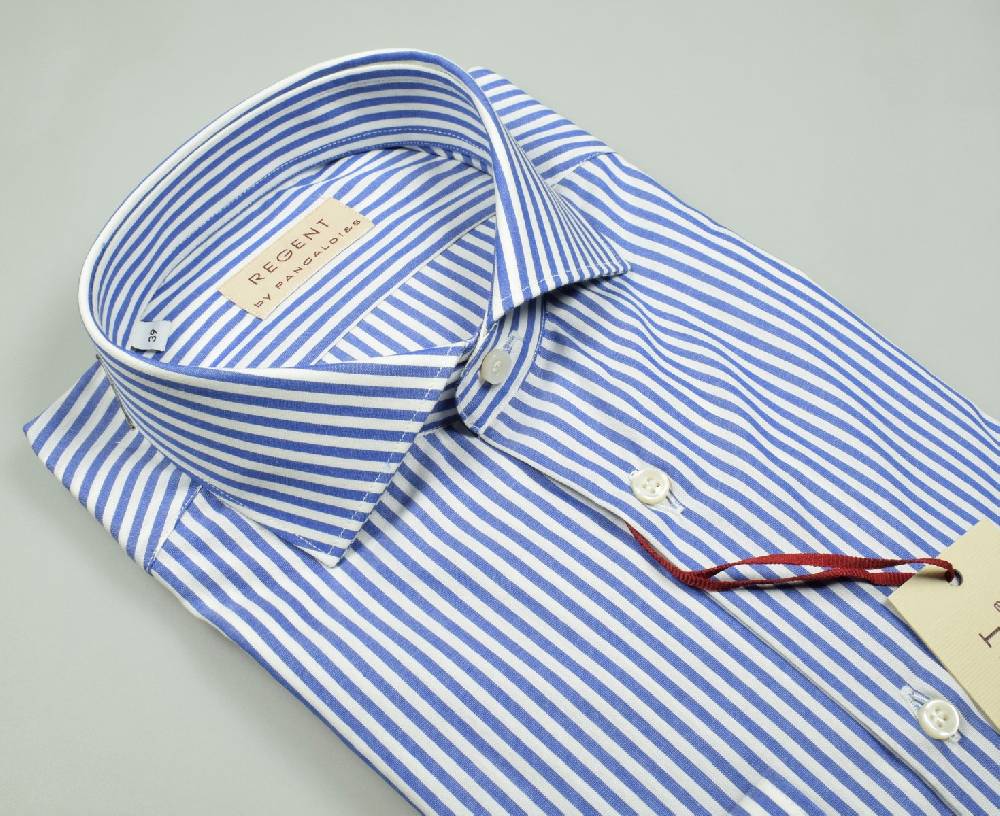 Regent by Pancaldi Camicia pancaldi in cotone a righe azzurro slim fit