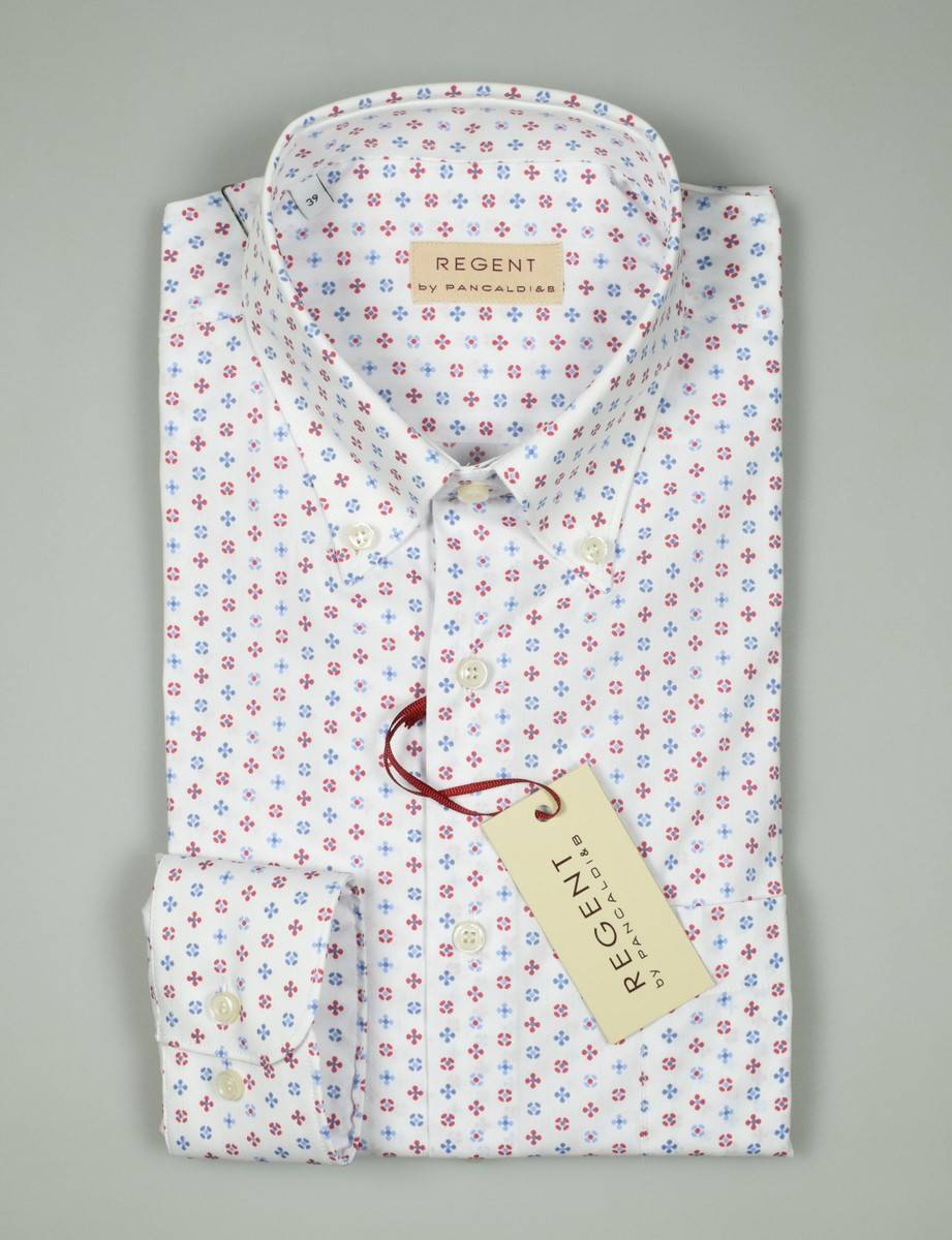Regent By Pancaldi Camicia Pancaldi In Cotone Stretch Stampato Regular Fit