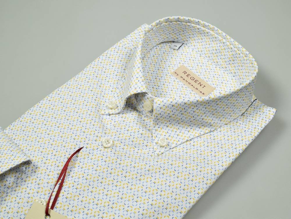 Regent By Pancaldi Camicia Pancaldi Regular Fit Button Down In Cotone Stampato