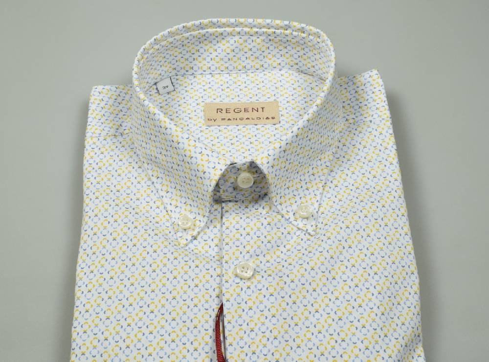 Regent By Pancaldi Camicia Pancaldi Regular Fit Button Down In Cotone Stampato