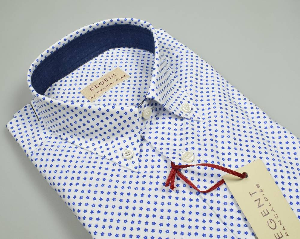 Regent By Pancaldi Camicia Pancaldi Regular Fit Disegno Stampato Azzurro