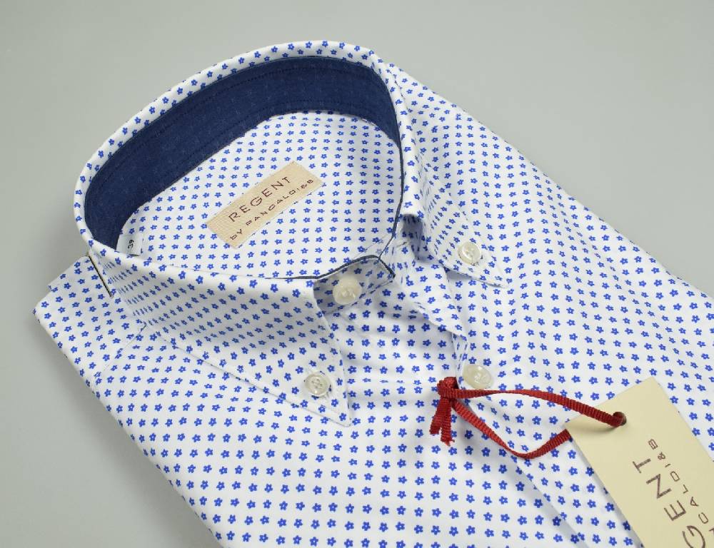 Regent by Pancaldi Camicia pancaldi regular fit disegno stampato azzurro