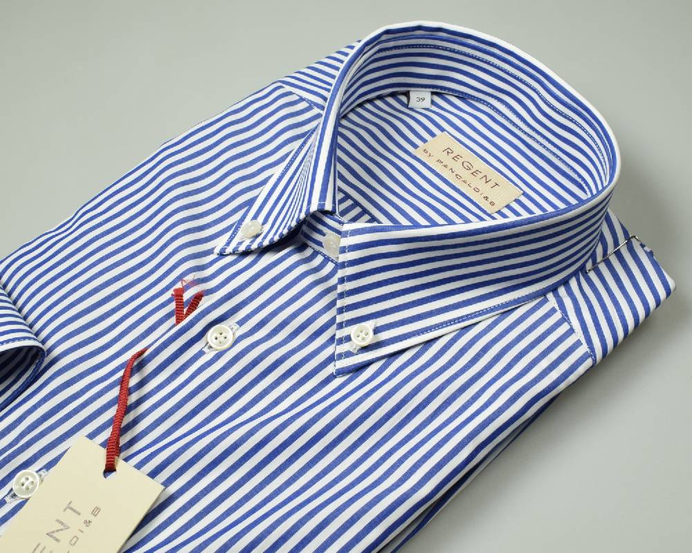 Regent By Pancaldi Camicia Pancaldi Righe Azzurro Regular Fit Button Down