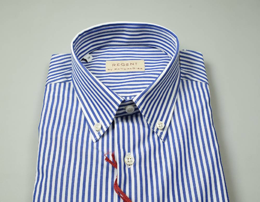 Regent By Pancaldi Camicia Pancaldi Righe Azzurro Regular Fit Button Down