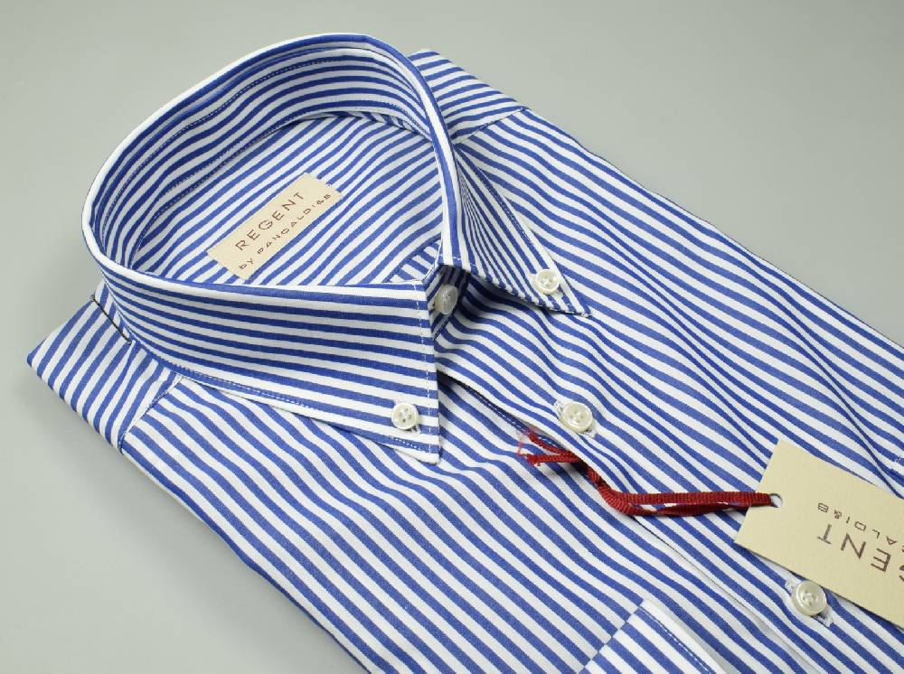 Regent by Pancaldi Camicia pancaldi righe azzurro regular fit button down