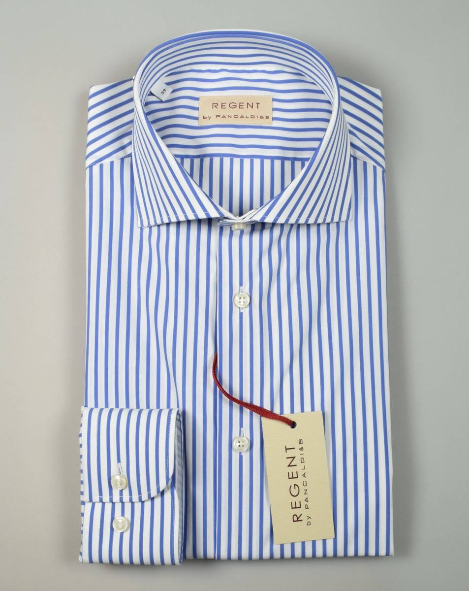 Regent By Pancaldi Camicia Pancaldi Slim Fit A Righe Azzurro