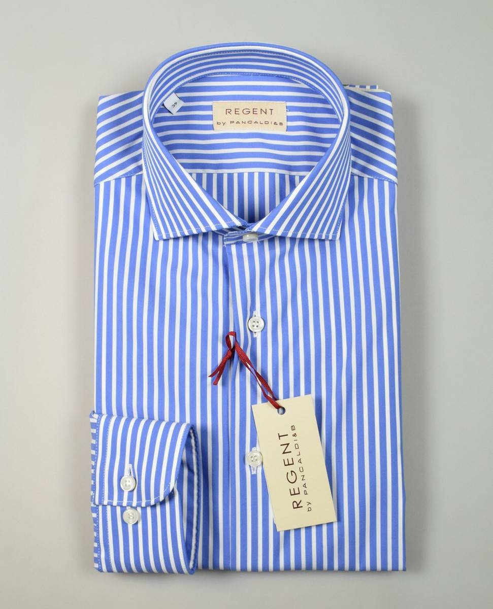 Regent By Pancaldi Camicia Pancaldi Slim Fit Azzurra A Righe