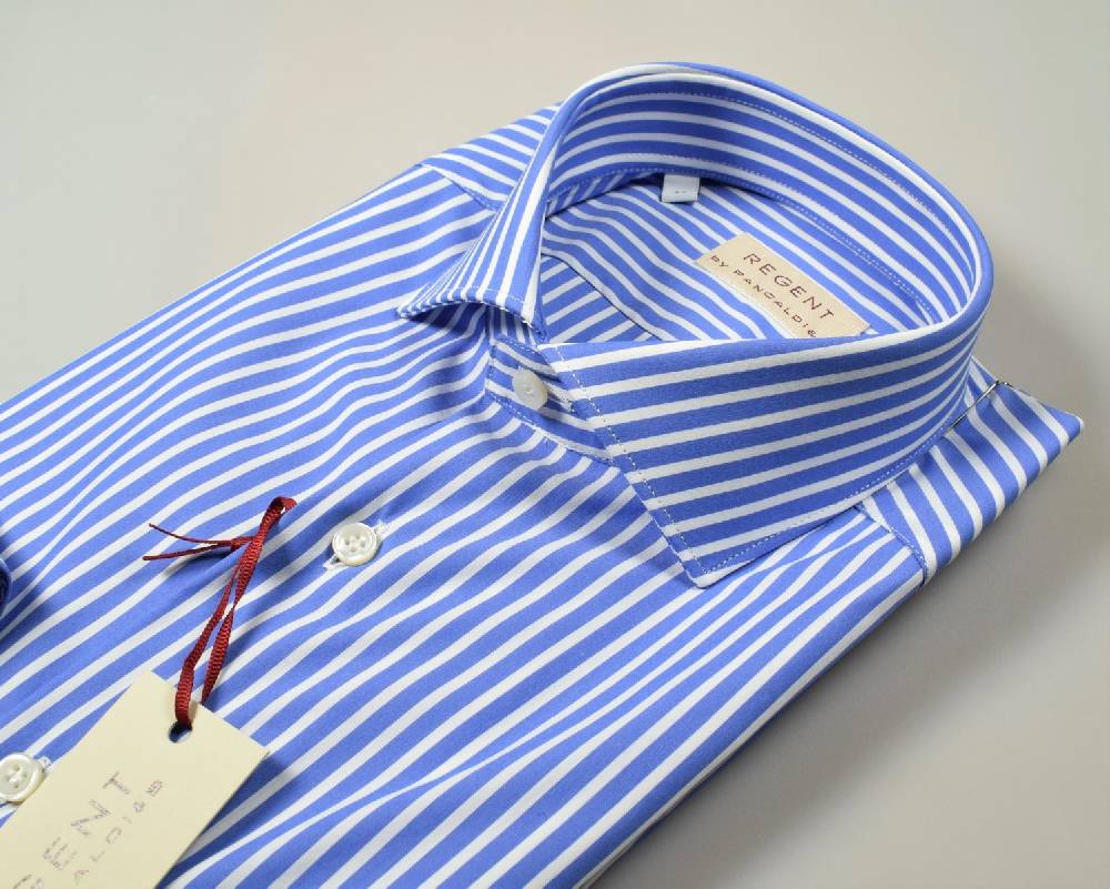 Regent By Pancaldi Camicia Pancaldi Slim Fit Azzurra A Righe