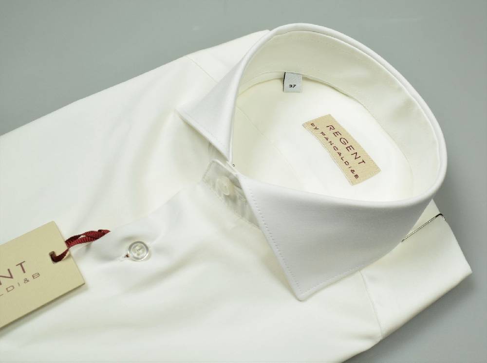 Regent By Pancaldi Camicia Pancaldi Slim Fit Bianca Cotone Stretch Collo Alla Francese