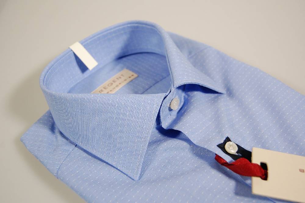 Regent by Pancaldi Camicia pancaldi slim fit celeste a pois in puro cotone
