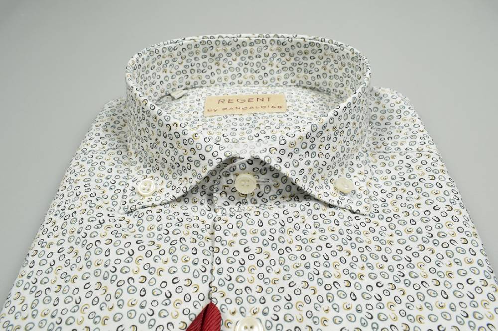 Regent By Pancaldi Camicia Pancaldi Slim Fit In Cotone Con Fantasia Stampata
