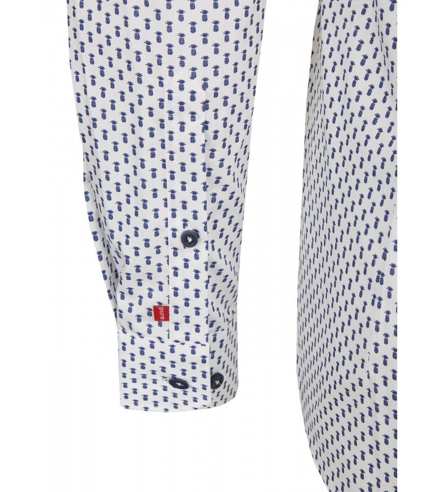 PureShirt Camicia Pure Slim Fit In Puro Cotone Stampato Blu Con Ananas